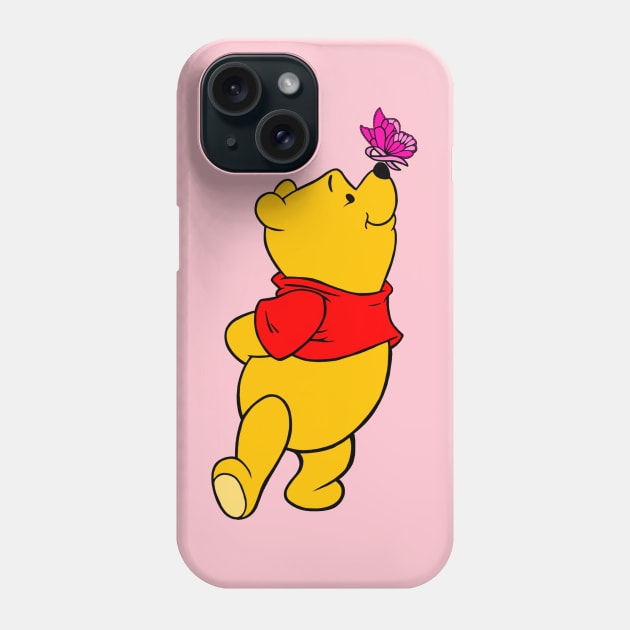 Yellow Bear with Awareness Ribbon Butterfly (Pink) Phone Case by CaitlynConnor