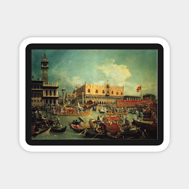 the bucintgoro by the molo on ascension day 1729 - Canaletto Magnet by Kollagio