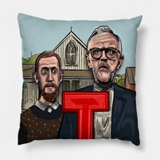 Taskmaster painting - American Gothic stlye Pillow