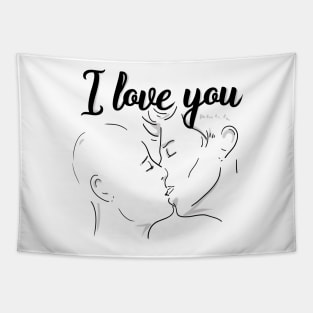 I Love You & kiss you, darling - Valentine Gifts LGBT - Light Background - Not Hamlet Design Tapestry