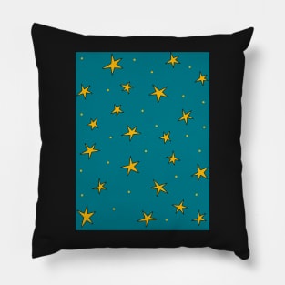 Stars in the night sky - radiant teal jade green Pillow