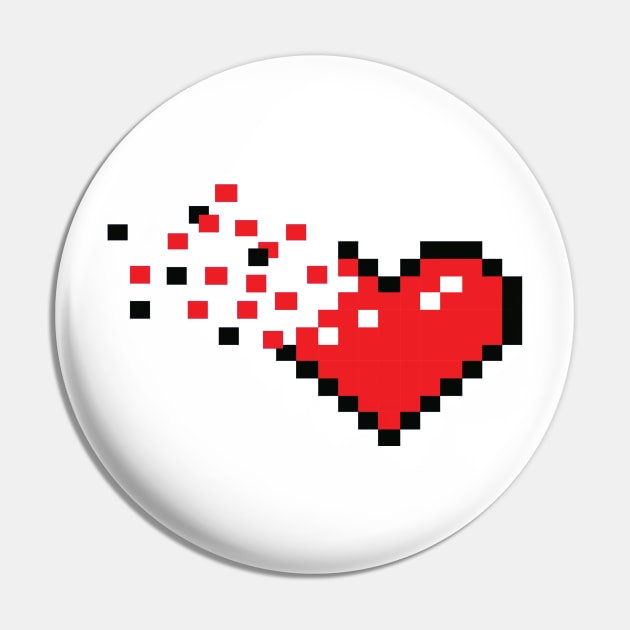 Broken Pixel Heart Pin by MysticTimeline