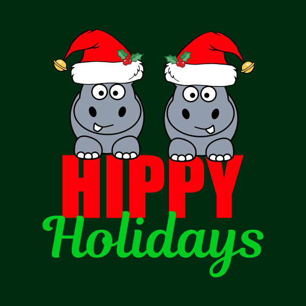 Cute Hippo Holiday Funny Christmas by epiclovedesigns