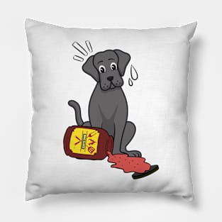 Funny big Dog spilled BBQ sauce Pillow