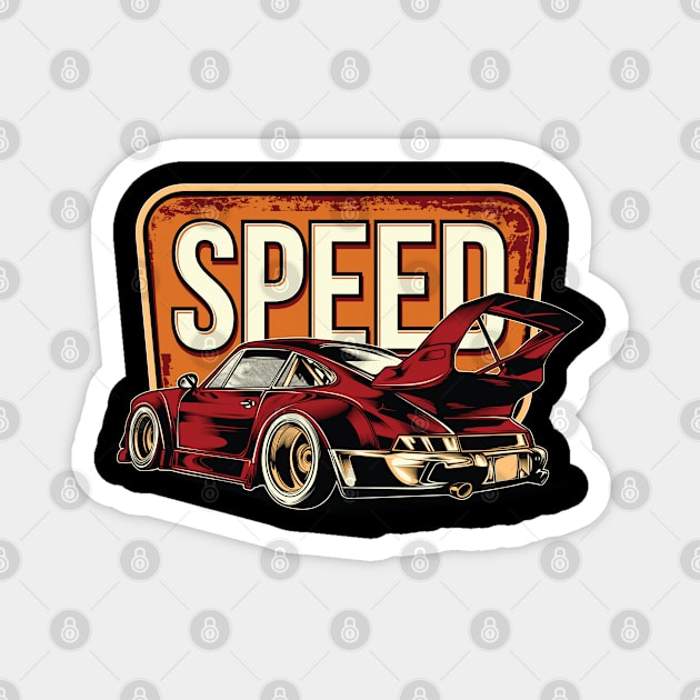 Speed - Racing car Magnet by Teefold