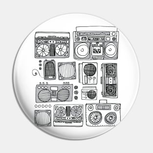 Boomboxes (Black and Gray Ink) Pin