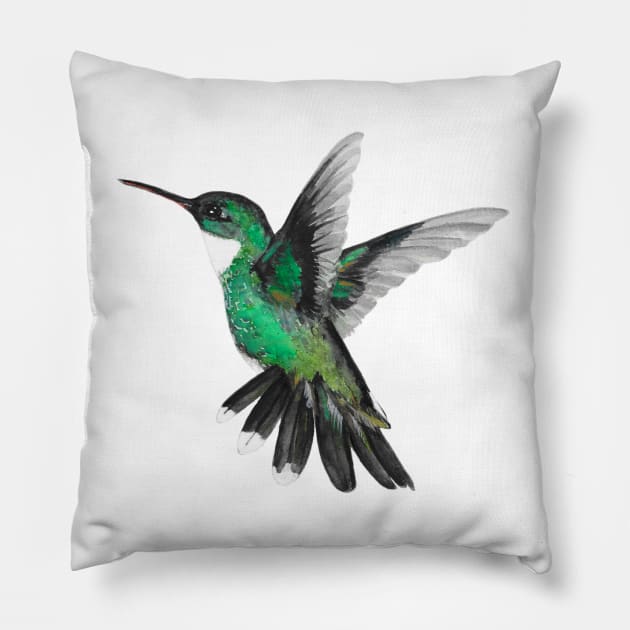 Hummingbird in Watercolour Pillow by ElleJayArts