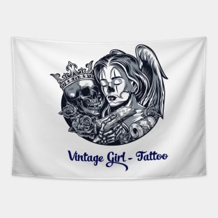 Vintage Girl tattoo Tapestry