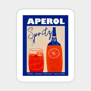 Retro Aperol Spritz Poster Art Deco Nights Homebar, Kitchen Bar Prints, Vintage Drinks, Recipe, Wall Art Magnet