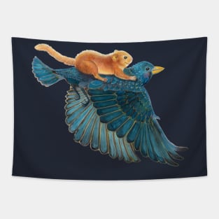 Hazel dormouse and Starling Flying Tapestry