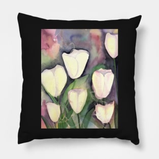 White Tulips at Night Pillow