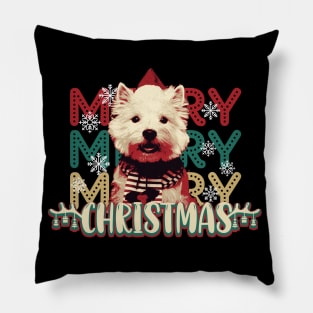 Cute Westie Merry Christmas Pillow