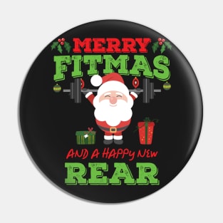 Merry Fitmas And A Happy New Rear Funny Holiday Workout graphic Pin