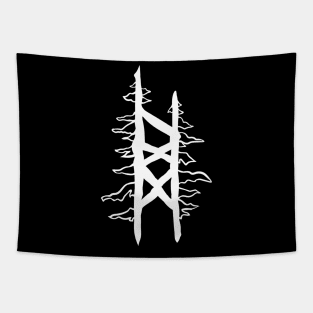 White Magic Rune Conifer Trees "Friendship with Trees Bindrune" Tapestry