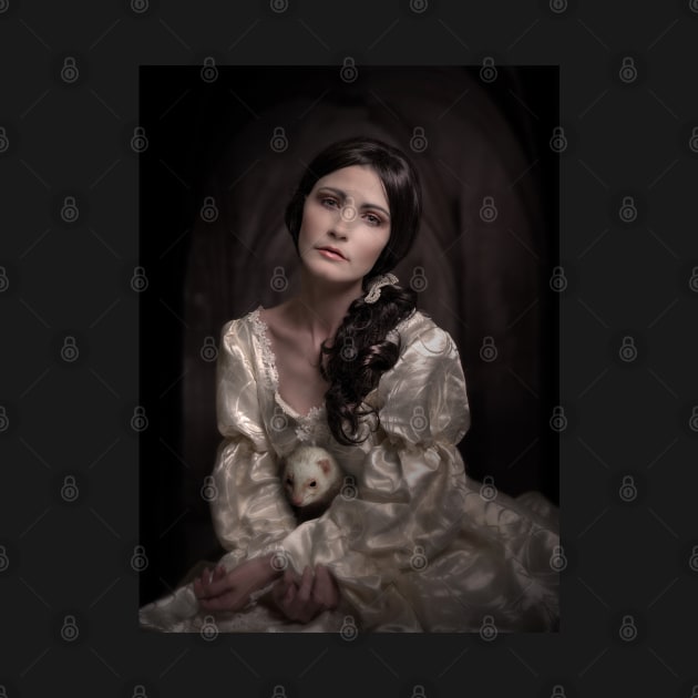 portrait of woman in vintage dress by graphic3000