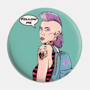 Retro Punk Woman Pin