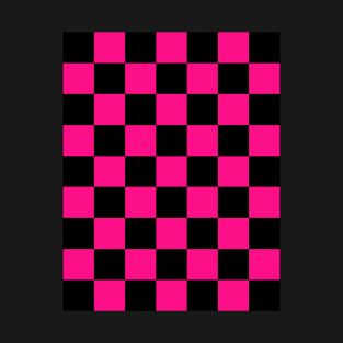 Checkered squares hot pink black geometric retro pattern T-Shirt