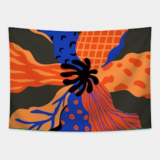 MInimalistic Bold Colored Flowers Tapestry