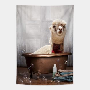 Llama in the Bathtub Tapestry