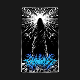 God is Love Redeemer  death metal design (Blue) T-Shirt