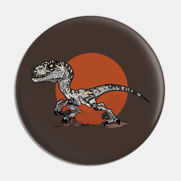 Metallic Fury: Velociraptor in the Jurassic Circle Pin by WorldDinosaurs