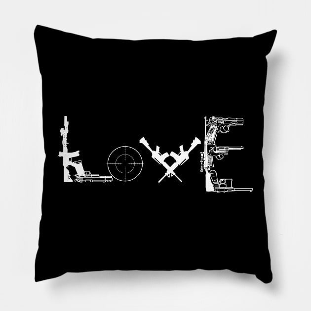 Love and Guns Pillow by Weird Lines