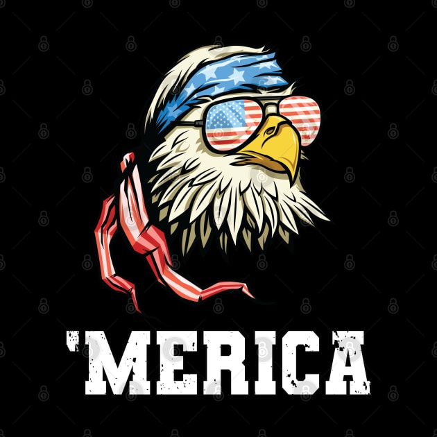 4th of July Merica USA Flag Bald Eagle Patriotic Veteran by Pennelli Studio