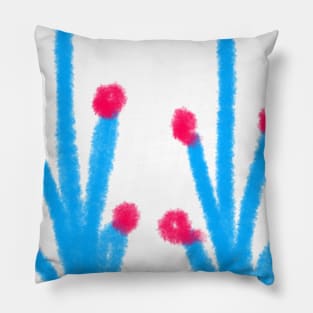 Blue red watercolor floral leaf art Pillow