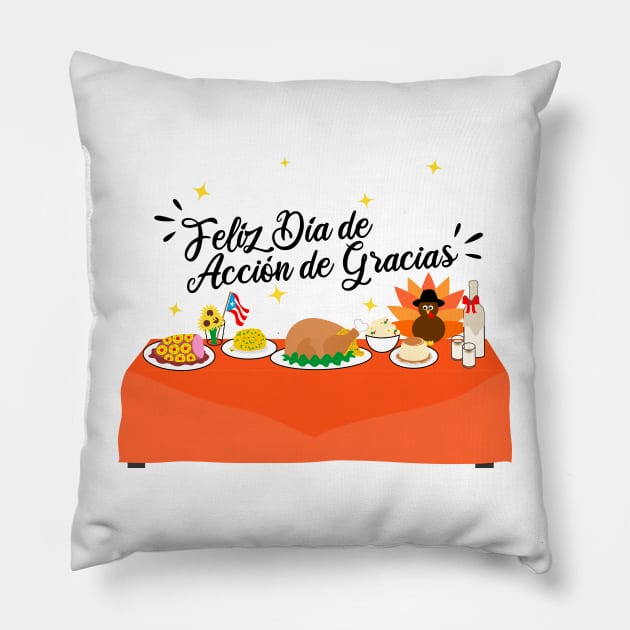 Puerto Rico Thanksgiving Food Mofongo Turkey Coquito Flan Pineapple Ham Rice Potatoes Pillow by bydarling