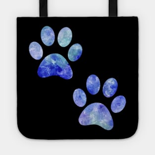 watercolor dogs paw blue watercolor puppy paw Tote