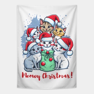 Meowy Christmas Tapestry