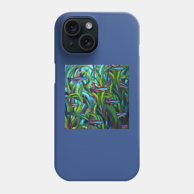 Go With The Flow Neon Tetras by Robert Phelps Phone Case by RobertPhelpsArt