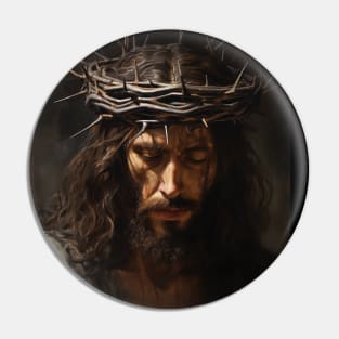 Jesus Christ Wearing Crown of Thorns in Prayer Pin