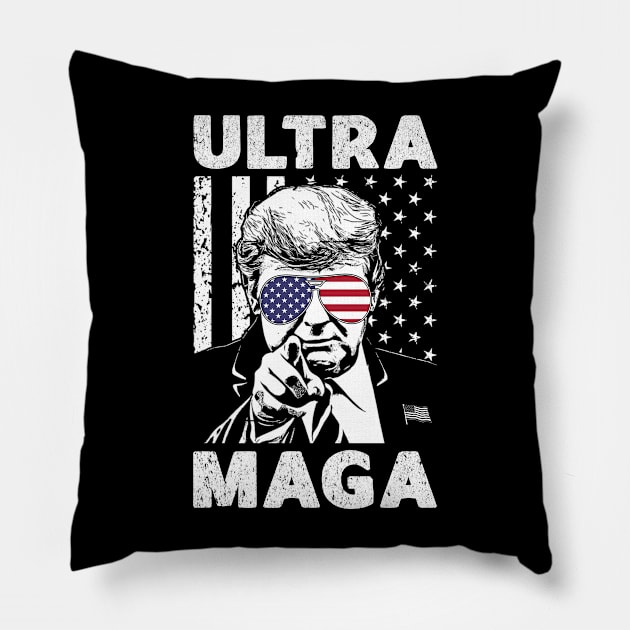 Ultra MAGA Trump Biden Funny Pillow by FamiStore