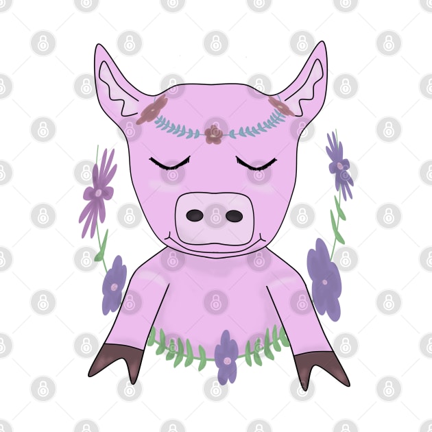 Cute pig with flowers by Antiope