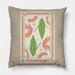 Begonia Maculata Polka Dot Plant Illustration with Playing Card Design for Plant Mom Plant Daddy Pillow