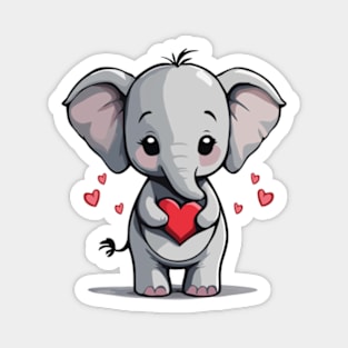 Cute Elephant with Heart for Valentine's Day Magnet