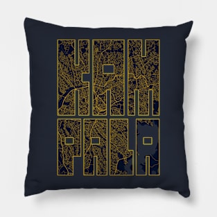 Kampala, Uganda City Map Typography - Gold Art Deco Pillow