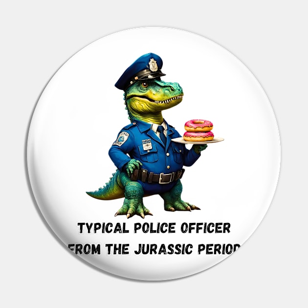 Donut Loving Dino Cop Pin by Doodle and Things