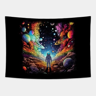 Surrealist space artwork with planets Tapestry