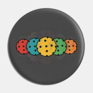 Distressed Pickleball Design - Retro Colors- Vintage Style Pin