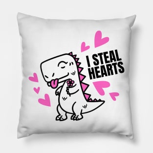 I Steal Hearts With a Cute Dinosaur for Your Little Kid Pillow