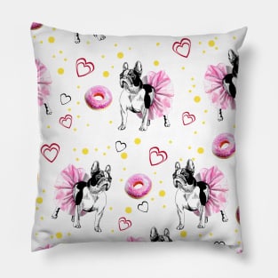 french bulldog and donuts Pillow