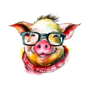 Funny pig with glasses T-Shirt