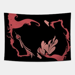 Red-Black Water Marbling Abstract Fluid Art Tapestry