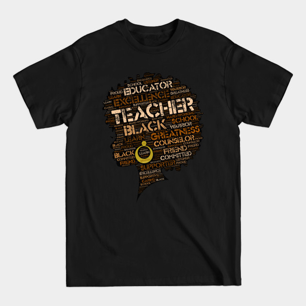 African American Teacher Afro Word Art - Black Teachers Matter - T-Shirt