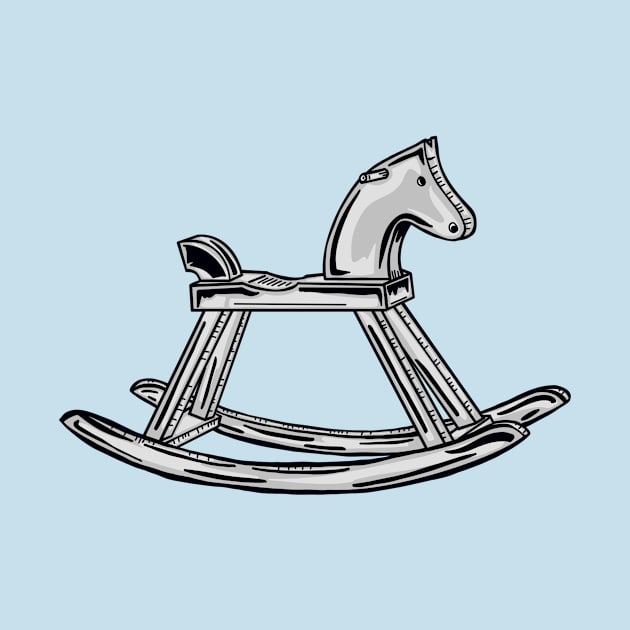 Black And White Rocking Horse With Blue Horse by missmann