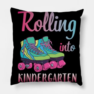 Rollerblading Students Rolling Into Kindergarten First Day Of School Pillow