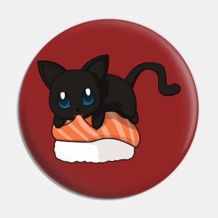 Black Cat Salmon Sushi Pin