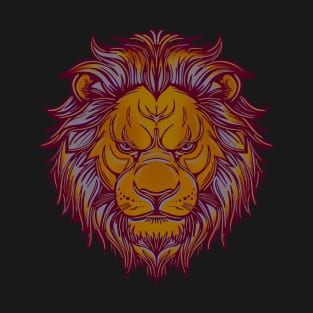 Orange lion head with grey and red highlights T-Shirt